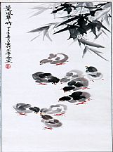 160566_云竹文亭合畫_熏風(fēng)翠竹小雞